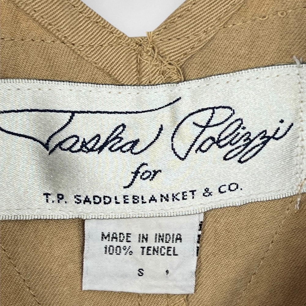 TASHA POLIZZI Tan‎ Wide Leg Cropped Overalls Jumpsuit S - Picture 5 of 6